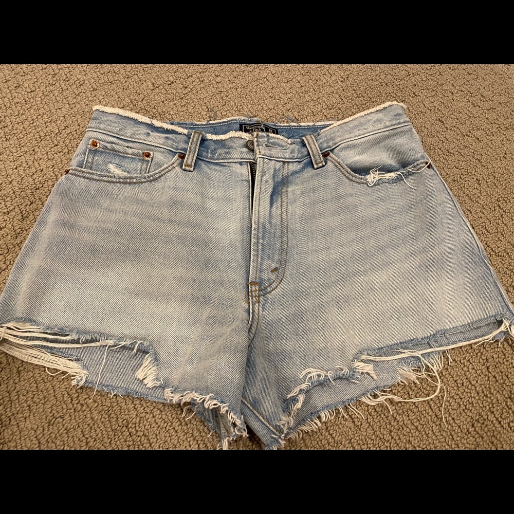 High rise denim shorts.